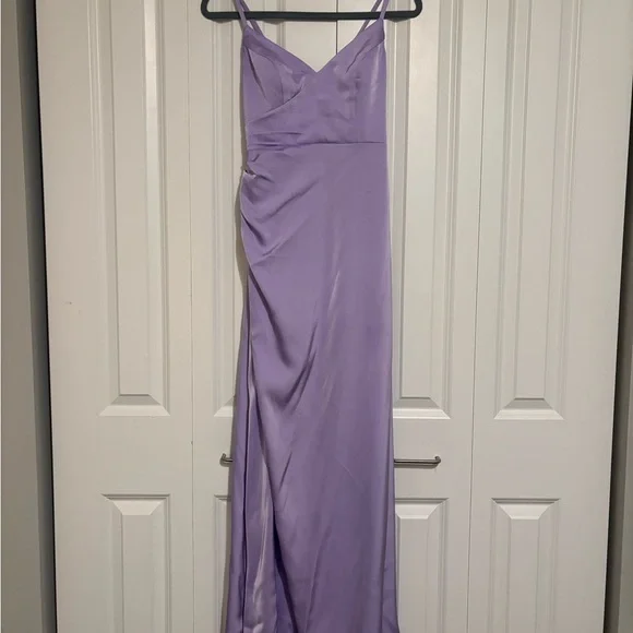 Azazie Light Purple Satin Dress - Picture 2 of 7